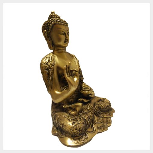 Lehrender Buddha 6,1kg Messing Seitenansicht