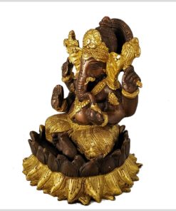 Ganesha Lotus Messing Kupfer Seite Links