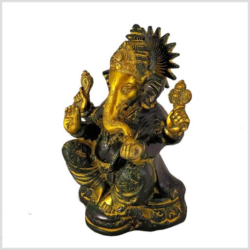 Ganesha mit Chakra Messing gelbgrün Seitenansicht links