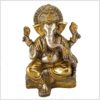 Sitzender Ganesha mit ausgestreckten Bein Messing Silber 18,5 cm