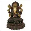 Ganesha Lotus Messing Rotgrün Vorderansicht