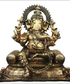 Ganesha auf Thron Messing Vorderansicht