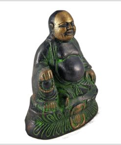 Lachender Buddha 1,5kg grüngold Seitenansicht Rechts