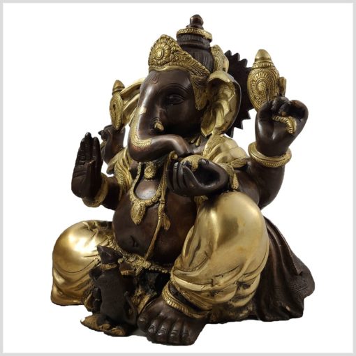 Sitzender Ganesha 11kg Messing verkupfert Seite Links