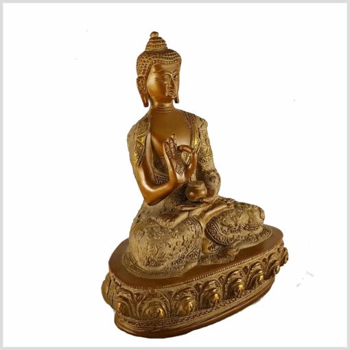 Lehrender Buddha Messing sandbeige 2,8kg Seitenansicht Rechts