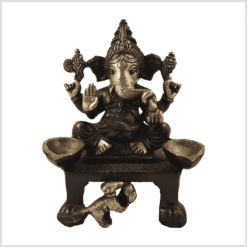 Ganesha Öllampe Kerzenhalter 1,1kg Messing rotgold Vorderansicht
