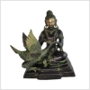 Buddha mit Schwan Messing schwarzgold vorne
