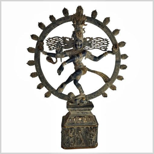 Shiva auf Sockel 60,5cm schwarzantik Vollansicht