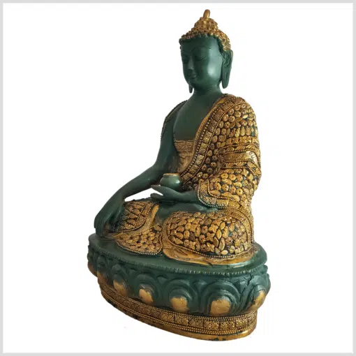 Erdender Buddha Mosaik grüngold 33cm links