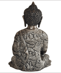 Erleuchteter Buddha Messing 29cm Kupfer Silber hinten