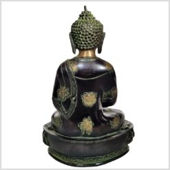 Erleuchtete Buddha schwarzgrün antik 31cm hinten