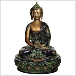 Erleuchtete Buddha schwarzgrün antik 31cm Vorne