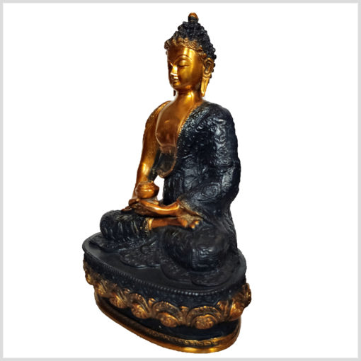 Erleuchteter Buddha Messing schwarzgold 33cm links