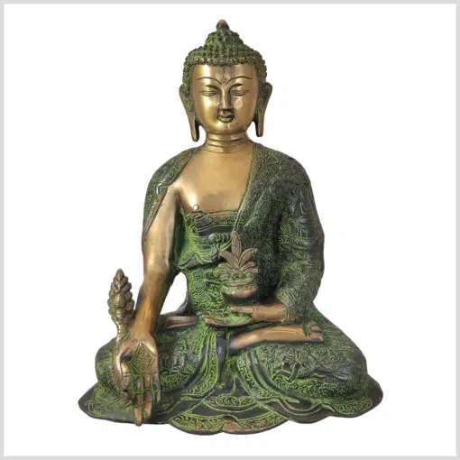 Medizinbuddha Life Buddha schwarzgrün 29cm vorne