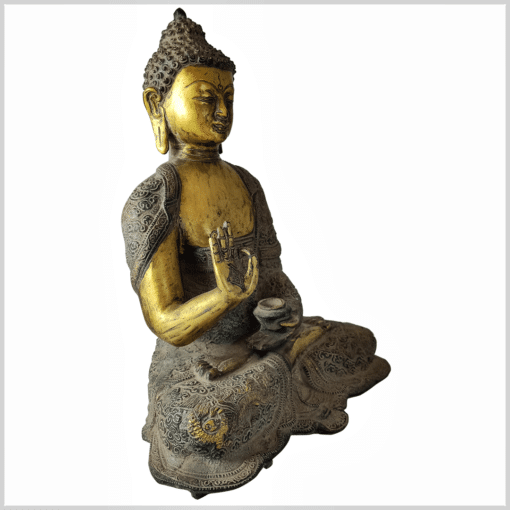 Lehrender Buddha goldantik 35cm rechts