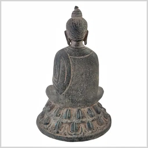 Abhaya Mudra Buddha 18,5cm steingrau hinten