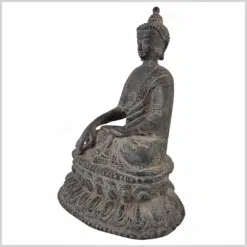 Erdender Buddha 16,5cm steingrau 2
