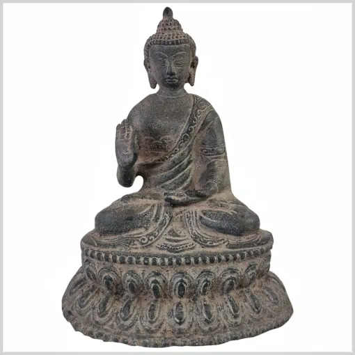 Lehrender Buddha Vitarka Mudra 16,5cm steingrau vorne