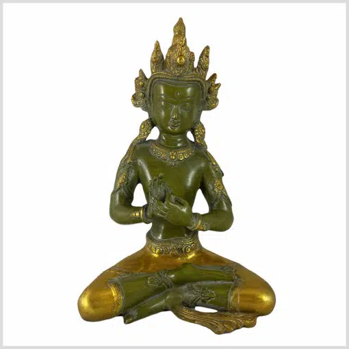 Dharmachakra Buddha Messing altgrün vorne