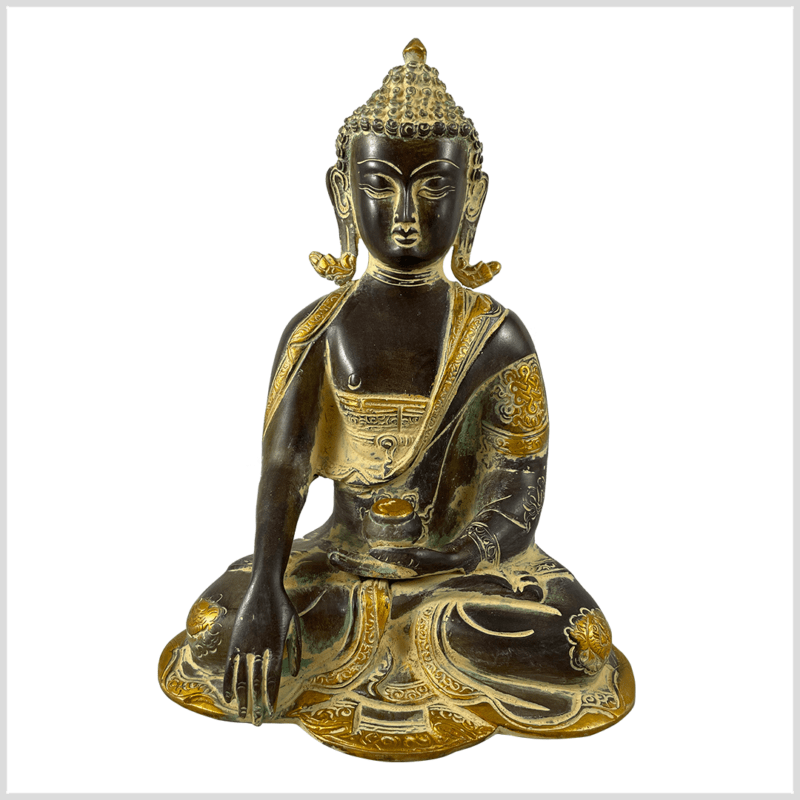 ME-Erdender-Buddha-25cm-braunantik-Ashtamangala-3kg-vorne