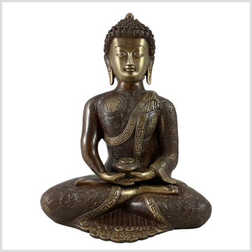 ME-Erleuchteter-Buddha-32cm-53kg-Kupfer-antik-vorne