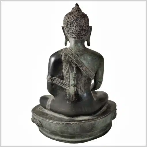 Erdender Buddha Antikfinish Schwarzgrün 26cm 3,6kg 4