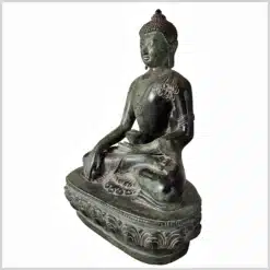 Erdender Buddha Antikfinish Schwarzgrün 26cm 3,6kg 6