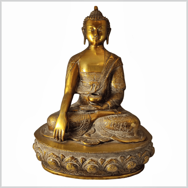 ME-Erdender-Buddha-53cm-Drachen-Gelbgold-16kg-vorne