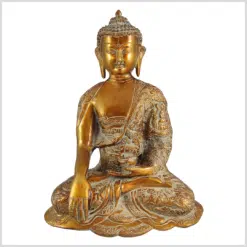 Erdender Buddha 29cm goldantik Vorderseite