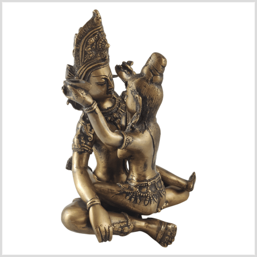 Shakti Yabyum Statue Messing antik 26cm vorne