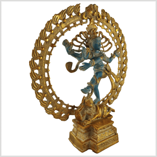 Shiva Nataraja 42cm Messing hellblau gold rechts