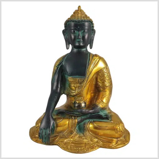 Erdender Buddha petrolblau 25cm 3kg vorne