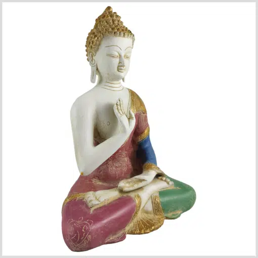 Segnender Buddha Messing weißrot 28cm 3,3kg rechts