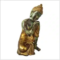 Kniender Buddha grünbraun antik rechts