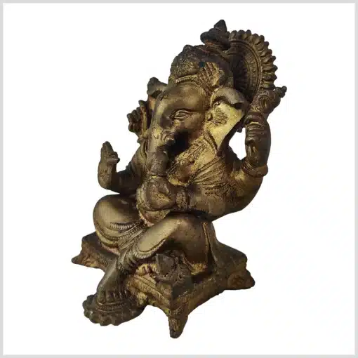 Ganesha mit Bein nach vorne gestreckt Messing antik links