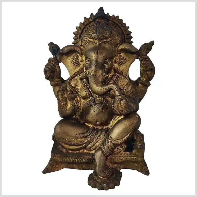 Ganesha mit Bein nach vorne gestreckt Messing antik vorne