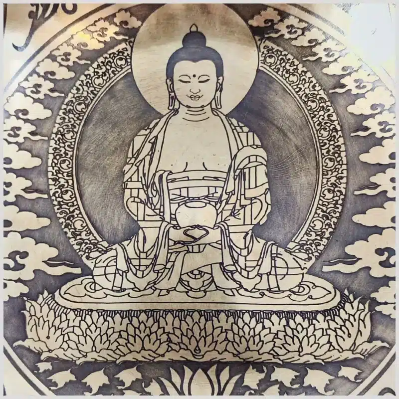 Stirnchakra Klangschale Erleuchteter Buddha Doppeldorje 1194g Nahansicht