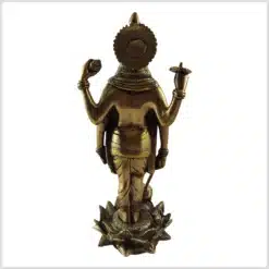 Vishnu Statue mit Chakra, Shanka und Keule in einer Lotusblüte - Messing 31cm 4kg Rückseite