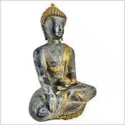 Erdender Buddha 32cm blaugrün antik rechts