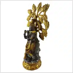 Krishna unterm Bodhibaum braungold verziert 37,5cm linke Seite