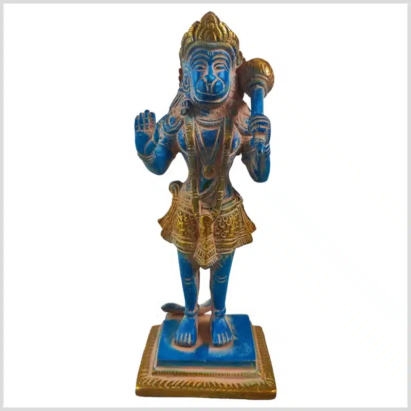 Hanuman stehend Messing blaugold 21,5cm vorne