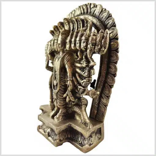 Vishnu Statue 28cm 5,6kg Messing Gold mit vielen Köpfen linke Seite