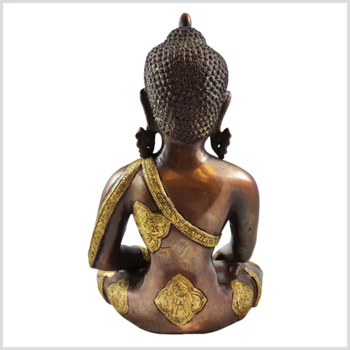 Erdender Buddha aus Messing 29cm DC Kupfergold hinten