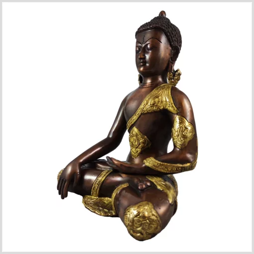 Erdender Buddha aus Messing 29cm DC Kupfergold links