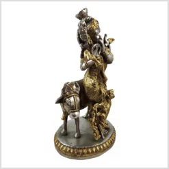Krishna Statue aus Messing versilber mit Kuh 24cm 3kg Seite Rechts