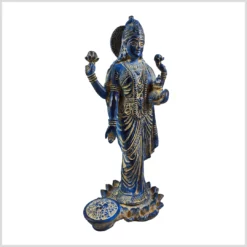 Lakshmi Statue stehend schwarzblau lapis dunkelblau aus Messing 24,5cm rechte Seite