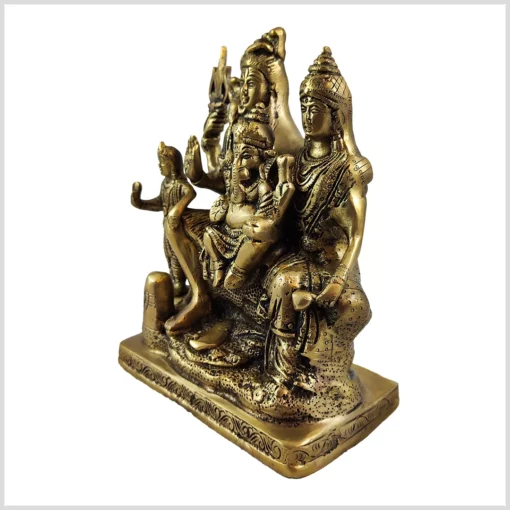 Parivar Messing 3,3kg 19,5cm 14cm breit - Shiva Parvati Ganesha und Kartikeya linke Seite