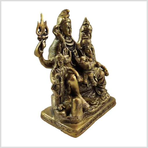 Parivar Messing 3,3kg 19,5cm 14cm breit - Shiva Parvati Ganesha und Kartikeya rechte Seite