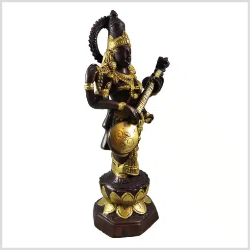 Sarasvati Statue aus Messing mit Kupfer verziert 35cm rechte Seite