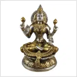 Lakshmi Statue Messing versilbert 3,5kg 23cm hoch Vorderseite